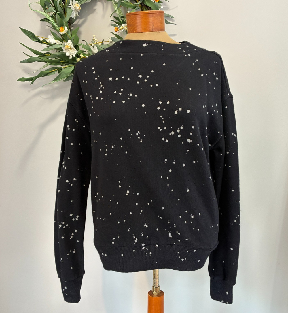 Anthropologie Pilcro The Letterpress Elayna Splatter Paint Sweatshirt Black, S